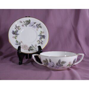 Royal Worcester June Garland 1 cup and saucer, cream soup pretty spring pastel